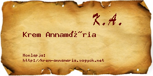 Krem Annamária névjegykártya